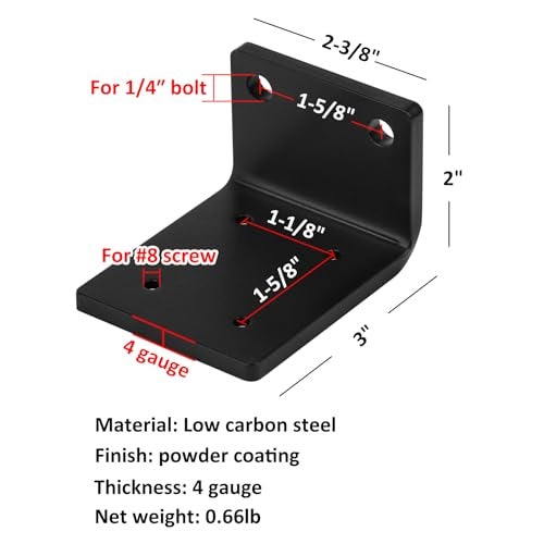 heneng 4 Pcs L Shaped Angle Bracket, 3" x 2-3/8" x 2", 90 Degree Corner Brace for Wood Railing Fence, 7/32" Thick - Image 2