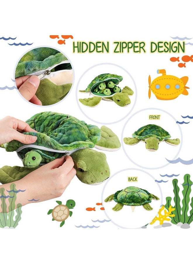 Aoriher 5 Pieces Plush Turtle Set 12 Inch Stuffed Sea Turtle Mom with 4 Little Plush Turtles Soft Plush Stuffed Animal Toys Tortoise Hugging for Birthday Party Favors Easter, Christmas (Cute Style) - Image 4