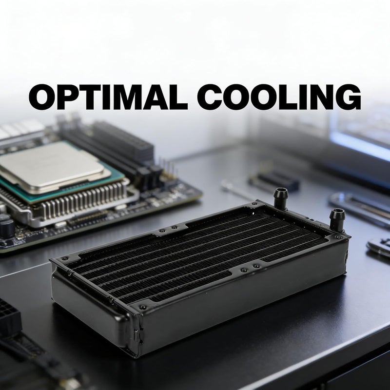 CPU Cooler Heat Sink with 8 Flat Tubes, Aluminum Black Water Cooling Radiator - High Safety, Vacuum Brazing, PC Heat Exchanger for DIY Computer Cooling System - Image 4