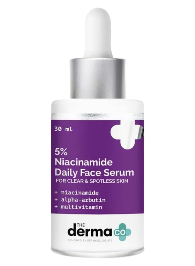 The Derma Co 5% Niacinamide Daily Face Serum with Alpha Arbutin & Multivitamin for Clear & Spotless Skin - 30ml - Image 1