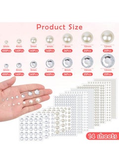 cridoz 2032 Pieces Self Adhesive Hair Gems And Hair Pearls Face Pearls And Jewels Stickers For Makeup Crafts Home Decor Scrapbooking Embellishments 7 Sizes 3Mm/4Mm/5Mm/6Mm/8Mm/10Mm/12Mm  - Image 4