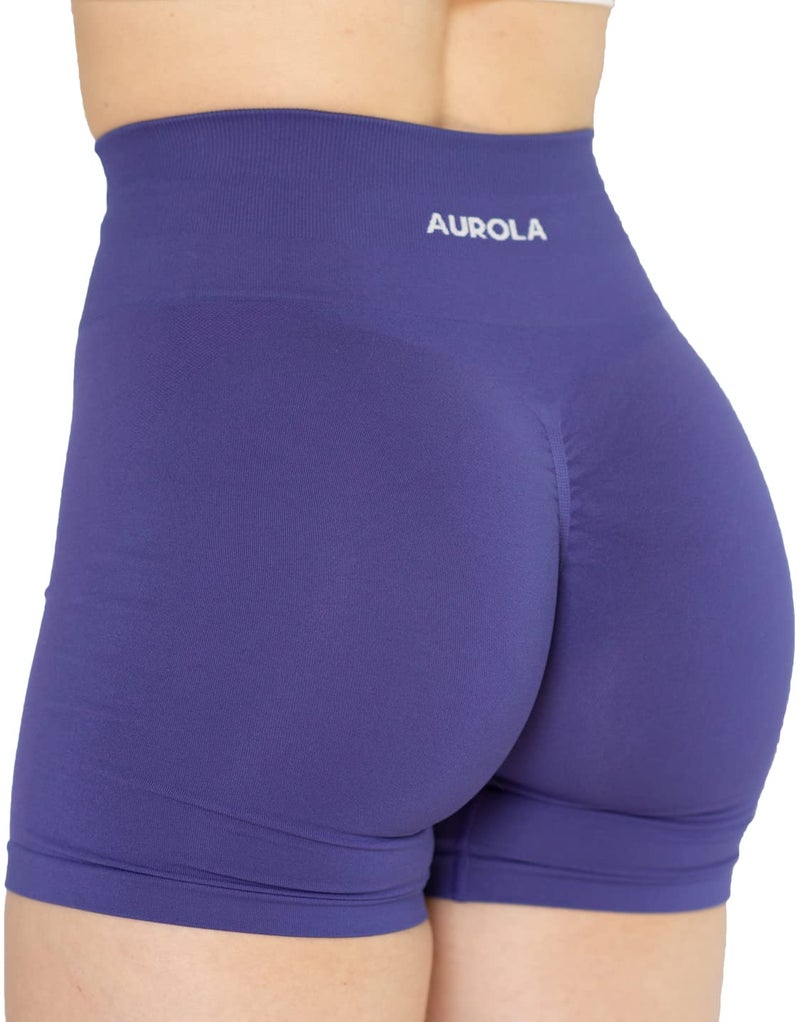 AUROLA Intensify Workout Shorts for Women Seamless Scrunch Short Gym Yoga Running Sport Active Exercise Fitness Shorts(S,Very Peri) - Image 1