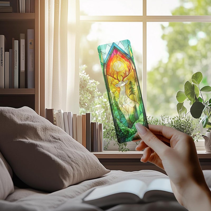 TwoDays فن الزجاج الملون الخيالي، إشارات كتب PVC شفافة، منتجات الرومانسية المظلمة للقراء، هدايا مستوحاة من الرومانسية الخيالية لعشاق الكتب Booktok، ملحقات الكتب (مجموعة من 3، 6 بوصة × 2 بوصة) - Image 4