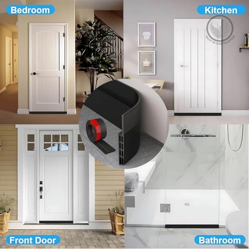 RANUR Self Adhesive Silicone Door Bottom Sealing Strip Guard for Home Door Protector for Home from Dust,Waterproof, Soundproof Door Seal, Door Air Blocker 1 Meter (1 Meter, Black) - Image 5