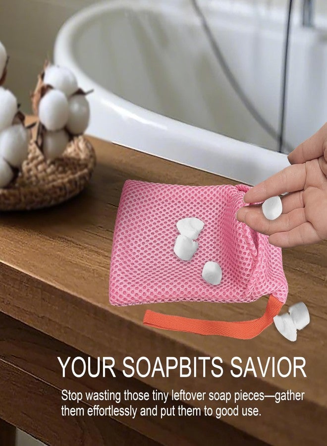 Beiskll 2 Pack Soap Bag Gentle Exfoliating,Bar Soap Pouch Saver Pocket,Body Scrubber Shower Bath Sponge Loofah (Pink) - Image 4
