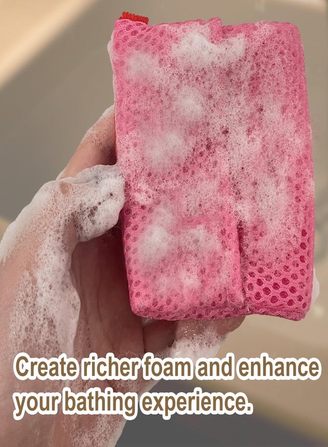 Beiskll 2 Pack Soap Bag Gentle Exfoliating,Bar Soap Pouch Saver Pocket,Body Scrubber Shower Bath Sponge Loofah (Pink) - Image 5