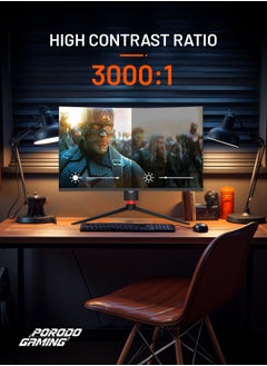 بورودو شاشة ألعاب منحنية مقاس 27 بوصة FHD Monitor MT9800 Solution بمعدل تحديث 240 هرتز / Nvidia G-Sync مع إضاءة RGB - أسود  - Image 3