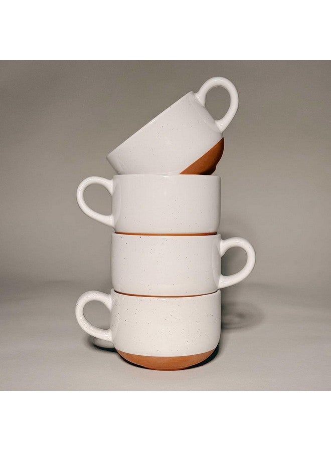 Mora Ceramics 8oz Cappuccino Mug Set of 4 - Ceramic Coffee Cups with Saucers - Microwave and Dishwasher Safe, Perfect For Tea, Espresso, Latte - Porcelain Mugs for Kitchen or Cafe - Vanilla White - Image 5