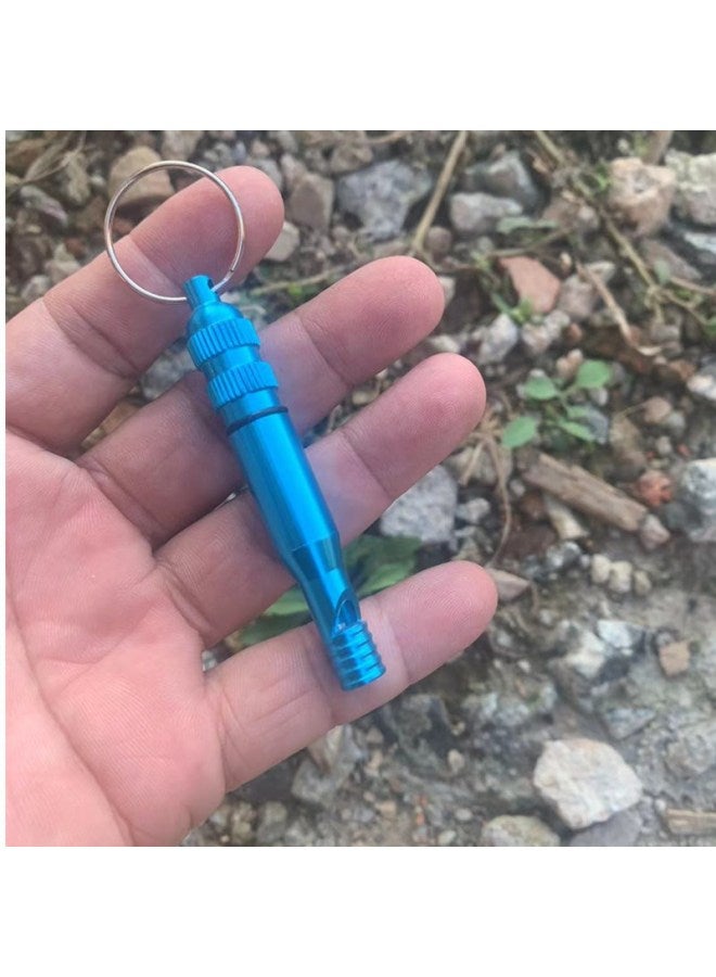 Generic Aluminum Alloy Multi-function Whistle Sealed Cabin Emergency Survival Whistle Emergency Survival Whistle Emergency Medicine Tank-Color:light Blue - Image 1