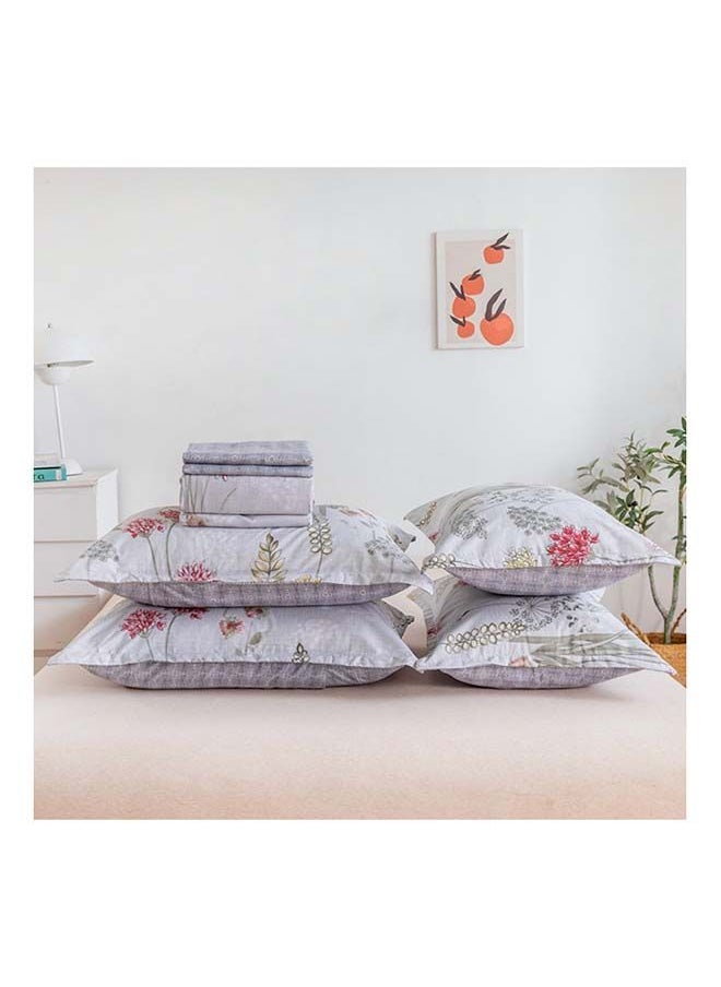 RISHAHOME 6-Piece Double Size Duvet Cover Set Microfiber Pumice 1 Duvet Cover 200x230 cm, 1 Flat Sheet 220x280 cm, 4 Pillow Cover 48x74 cm Multicolour  - Image 2