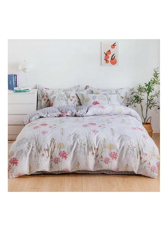 RISHAHOME 6-Piece Double Size Duvet Cover Set Microfiber Pumice 1 Duvet Cover 200x230 cm, 1 Flat Sheet 220x280 cm, 4 Pillow Cover 48x74 cm Multicolour  - Image 1