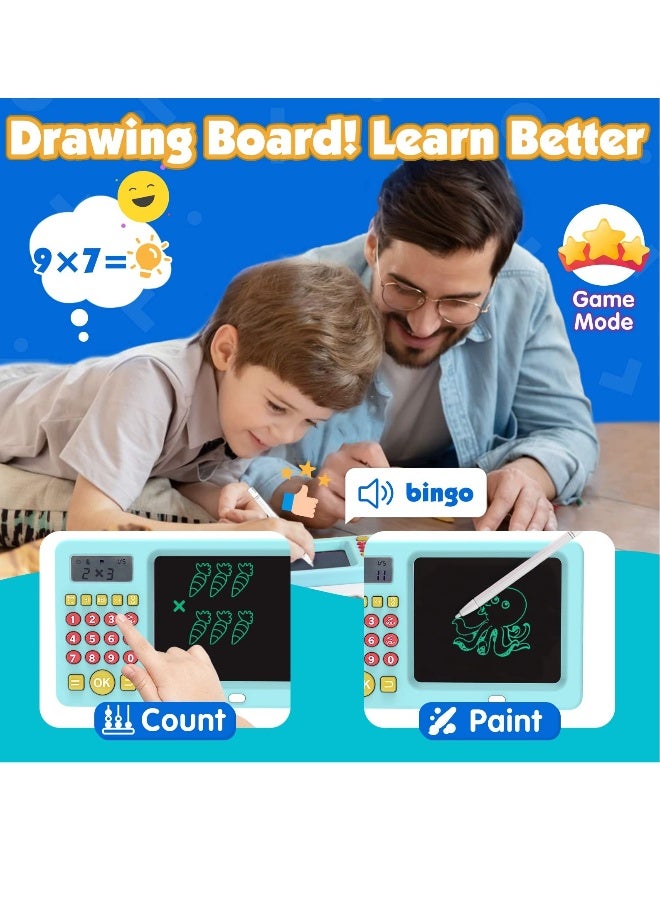 SYOSI LCD Writing Tablet Toy for Kids Math Games for Kids 6 7 8, Electronic Math Games Toys for Learning Math, Birthday Gifts for Boys Girls Blue - Image 5
