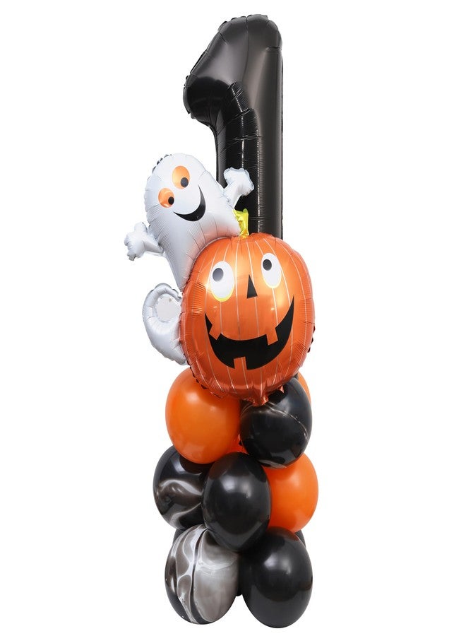 YOUAME Halloween 1st Birthday Balloon Stacks - Ghost Theme First Birthday Decorations, Spooky One Balloon Tower, Autumn Pumpkin DIY Balloon Centerpiece, Cake Smash Photo Props - Image 1