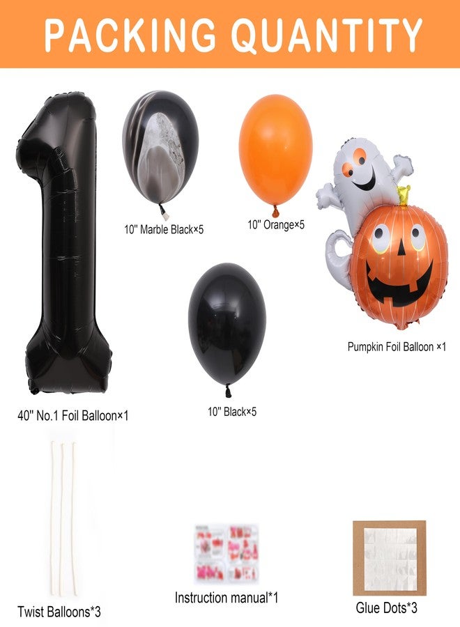 YOUAME Halloween 1st Birthday Balloon Stacks - Ghost Theme First Birthday Decorations, Spooky One Balloon Tower, Autumn Pumpkin DIY Balloon Centerpiece, Cake Smash Photo Props - Image 2