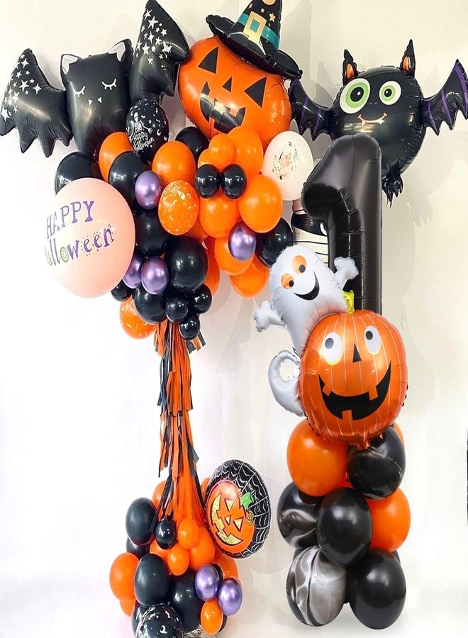 YOUAME Halloween 1st Birthday Balloon Stacks - Ghost Theme First Birthday Decorations, Spooky One Balloon Tower, Autumn Pumpkin DIY Balloon Centerpiece, Cake Smash Photo Props - Image 3