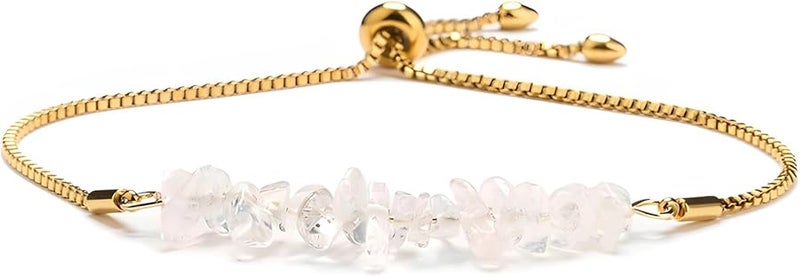 Adjustable Amazonite Bracelet with Natural White Stone Chips Healing Crystal for Women Men - Image 1