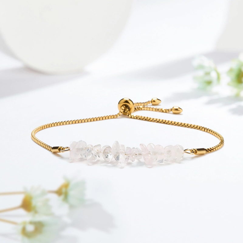 Adjustable Amazonite Bracelet with Natural White Stone Chips Healing Crystal for Women Men - Image 3