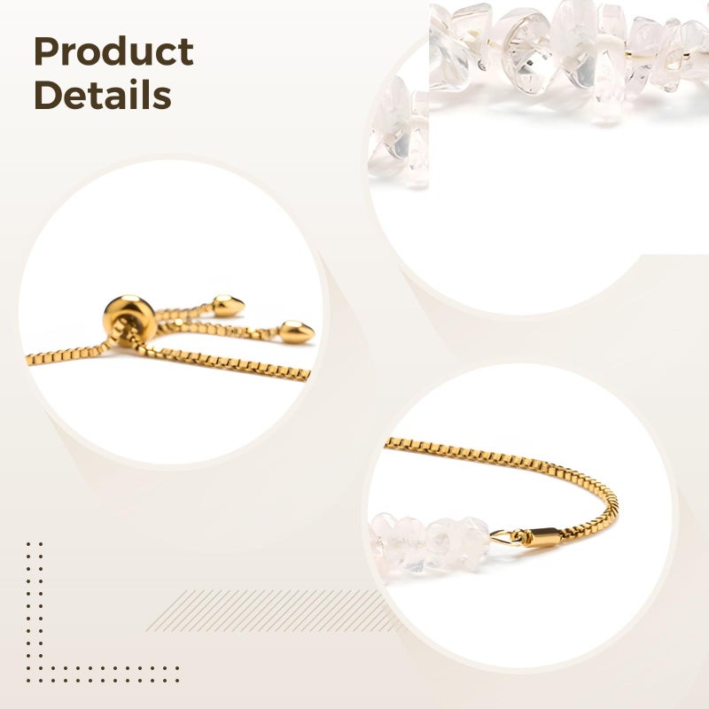 Adjustable Amazonite Bracelet with Natural White Stone Chips Healing Crystal for Women Men - Image 5