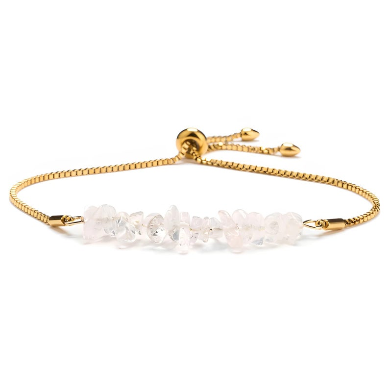 Adjustable Amazonite Bracelet with Natural White Stone Chips Healing Crystal for Women Men - Image 2