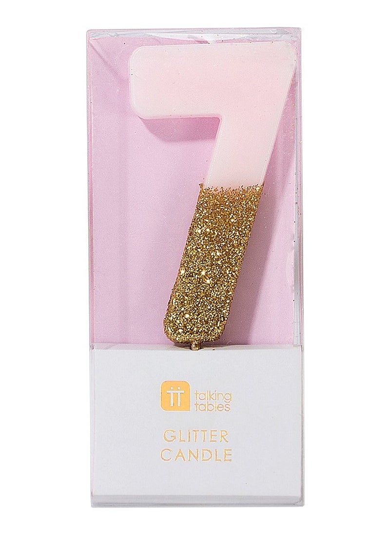 Talking Tables Pink & Gold Glitter Number Candle - 7  - Image 2