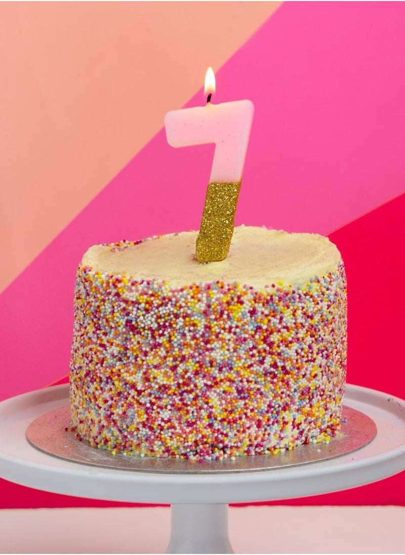 Talking Tables Pink & Gold Glitter Number Candle - 7  - Image 3
