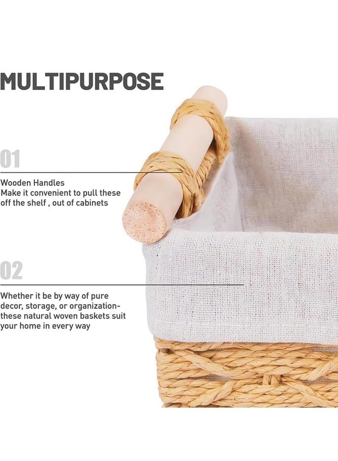 BELLSBERRY مجموعة من 2 سلة مستطيلة منسوجة مع مقابض للتخزين والتنظيم في المنزل والحمام - Image 4