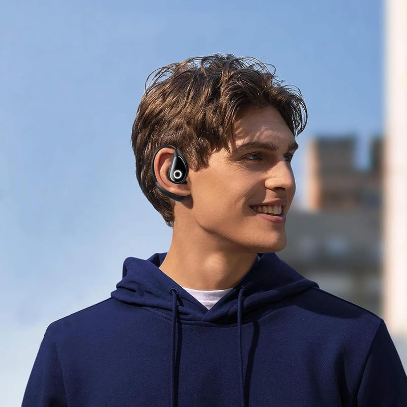 QJF Open Ear Wireless Bluetooth Headphones, Pain-Free Air Conduction Ear Buds with LED Digital Display Charging Case, Sweat Resistant for Running, Safe Driving, and Extended Daily Use - Image 3