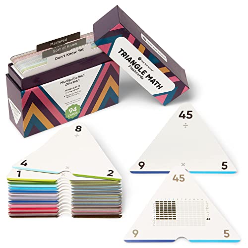 Think Tank Scholar AwardWinning Triangle Math Flash Cards  376 Multiplication  Division Facts 012  MasteryBased ColorCoded Learning for Grades 36  Durable Cards with Visual Aids - Image 1