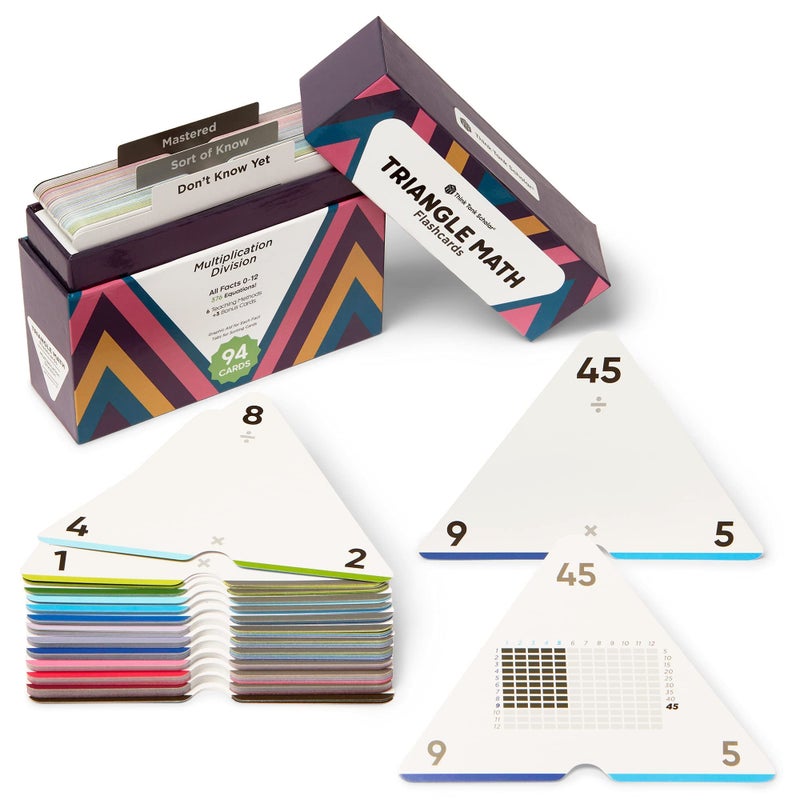 Think Tank Scholar AwardWinning Triangle Math Flash Cards  376 Multiplication  Division Facts 012  MasteryBased ColorCoded Learning for Grades 36  Durable Cards with Visual Aids - Image 2
