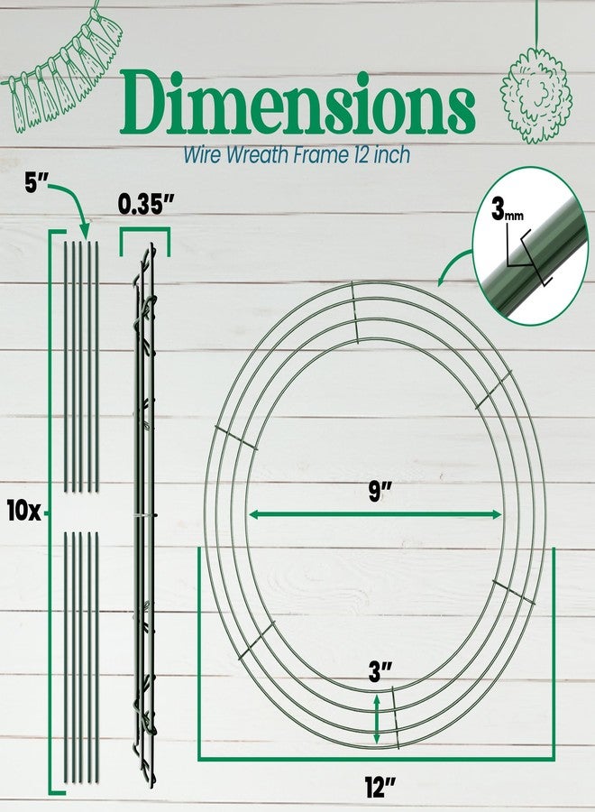 Upstout 5-Pack Wire Wreath Frame – Round Metal Wreath Form with Ring Design for DIY Crafts, Floral Projects, and Home Decor – Dark Green Wire Frame for Christmas Holiday & Weddings (5, 12 Inches) - Image 4