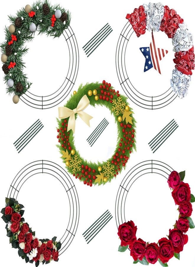 Upstout 5-Pack Wire Wreath Frame – Round Metal Wreath Form with Ring Design for DIY Crafts, Floral Projects, and Home Decor – Dark Green Wire Frame for Christmas Holiday & Weddings (5, 12 Inches) - Image 1