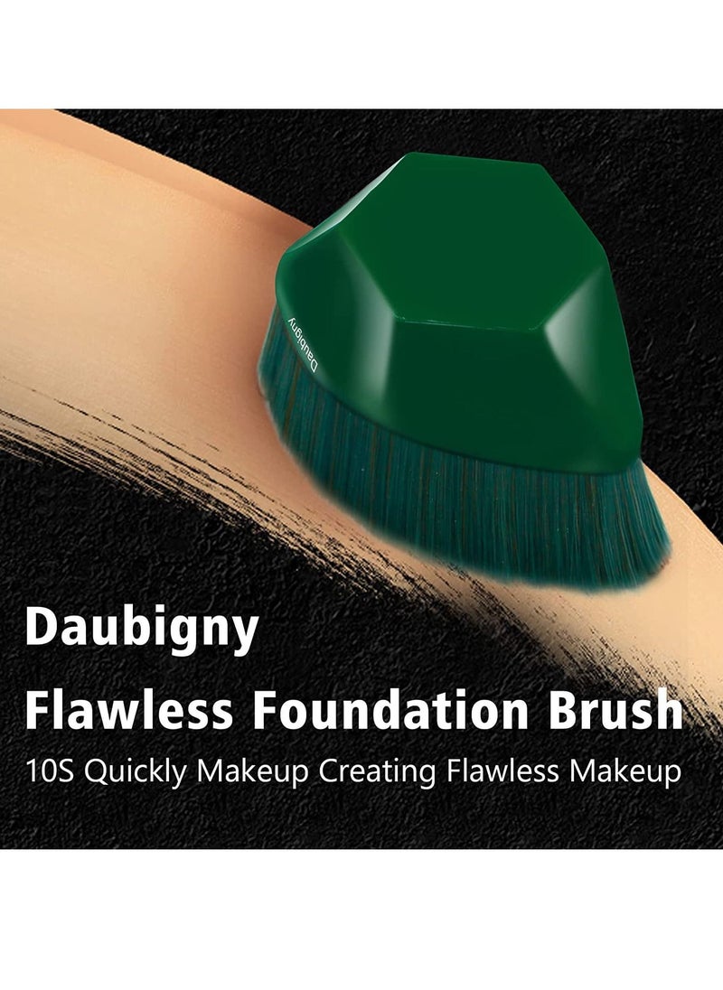 SYOSI Foundation Makeup Brush Flat Top Kabuki Brush Hexagon Face Blush Liquid Powder Foundation Brush for Blending Liquid, Cream or Flawless Powder Cosmetics with Bonus Protective Case (Green)  - Image 4