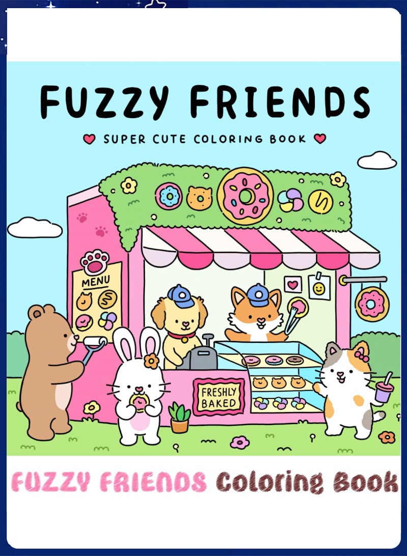 Coloring Book for Adults & Teens, Fuzzy Friends: Cute & Cozy Daily Relaxation Activity with Whimsical Illustrations, Relaxing Anti-Anxiety Art Therapy, Perfect for Cozy Spaces & Holiday Gifting - Image 1