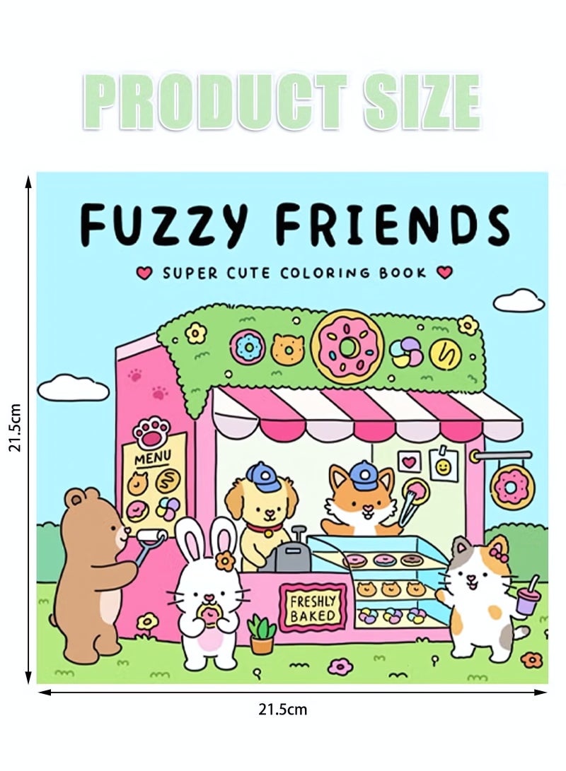 Coloring Book for Adults & Teens, Fuzzy Friends: Cute & Cozy Daily Relaxation Activity with Whimsical Illustrations, Relaxing Anti-Anxiety Art Therapy, Perfect for Cozy Spaces & Holiday Gifting - Image 2