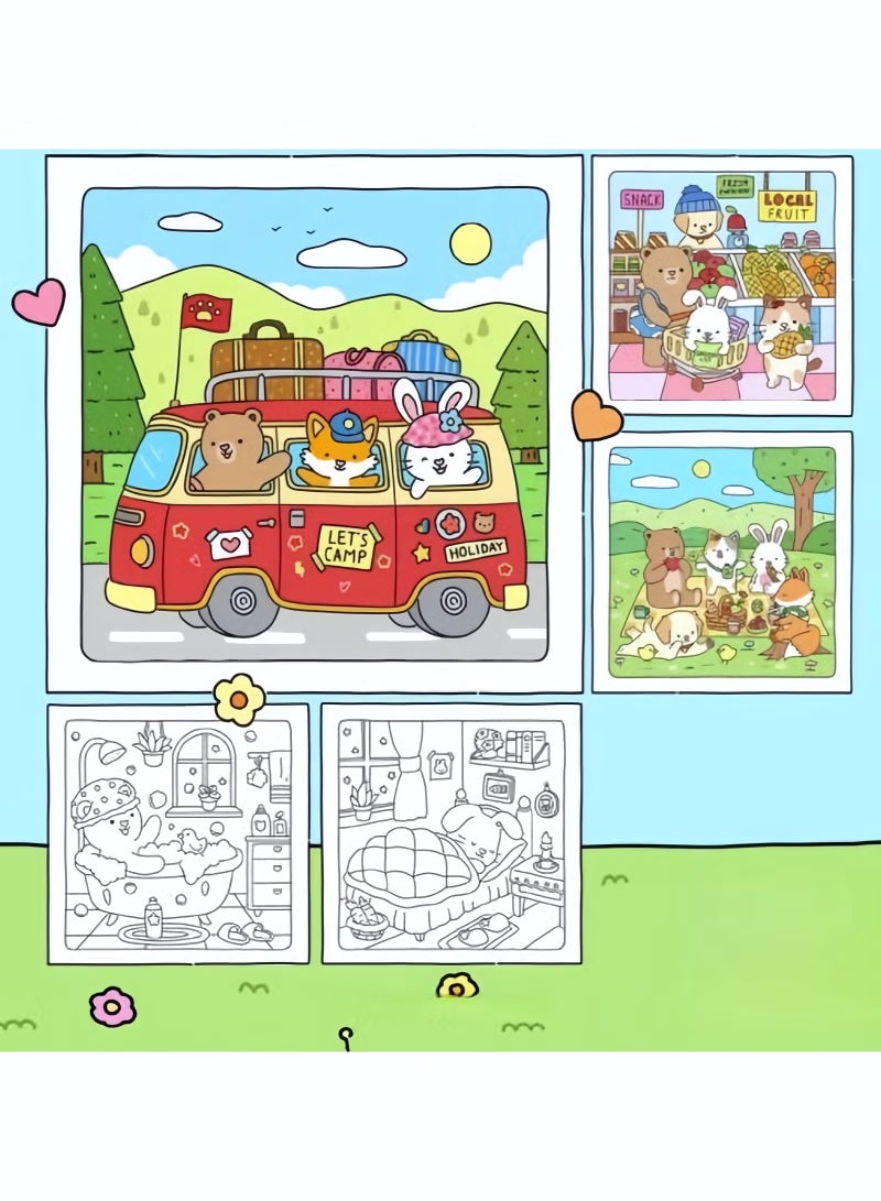 Coloring Book for Adults & Teens, Fuzzy Friends: Cute & Cozy Daily Relaxation Activity with Whimsical Illustrations, Relaxing Anti-Anxiety Art Therapy, Perfect for Cozy Spaces & Holiday Gifting - Image 4