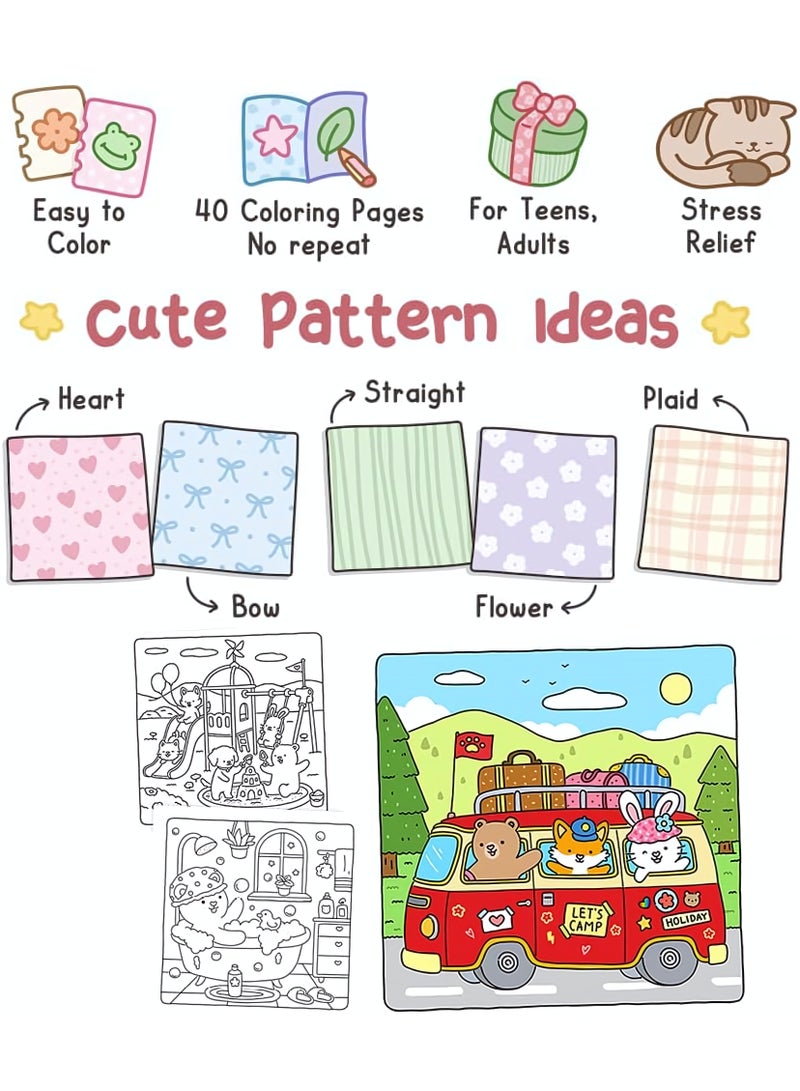 Coloring Book for Adults & Teens, Fuzzy Friends: Cute & Cozy Daily Relaxation Activity with Whimsical Illustrations, Relaxing Anti-Anxiety Art Therapy, Perfect for Cozy Spaces & Holiday Gifting - Image 3
