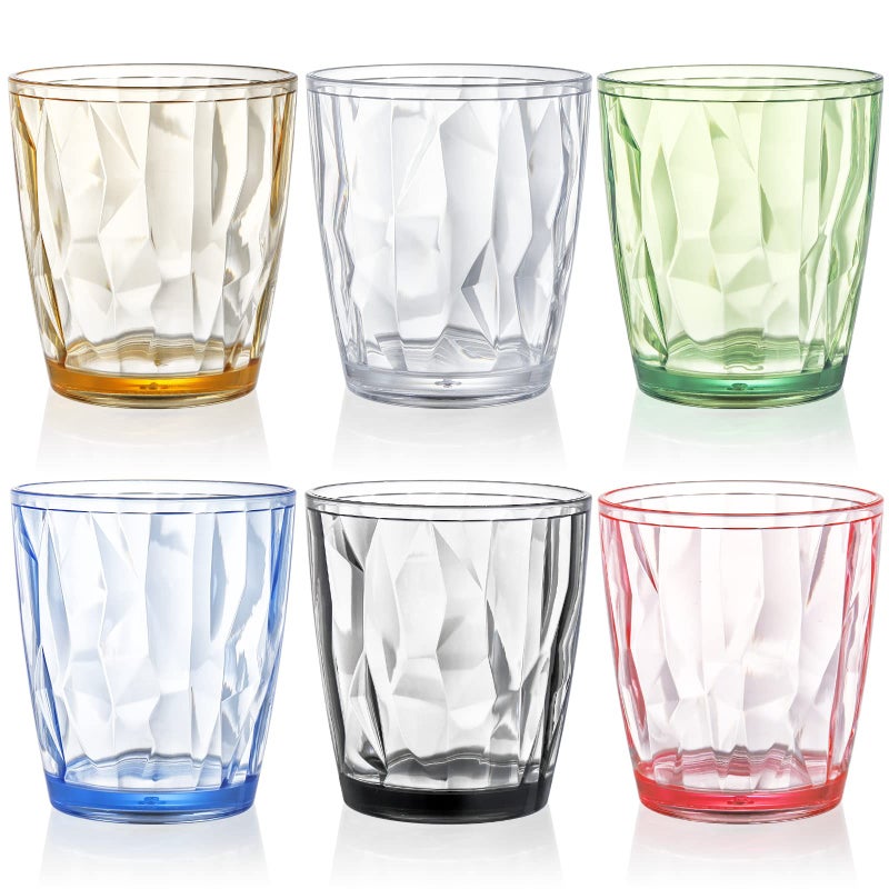 Hedume Set of 6 Premium Plastic Drinking Glasses 6 Colors 105 Oz Stackable Tumbler Cups BPA Free
