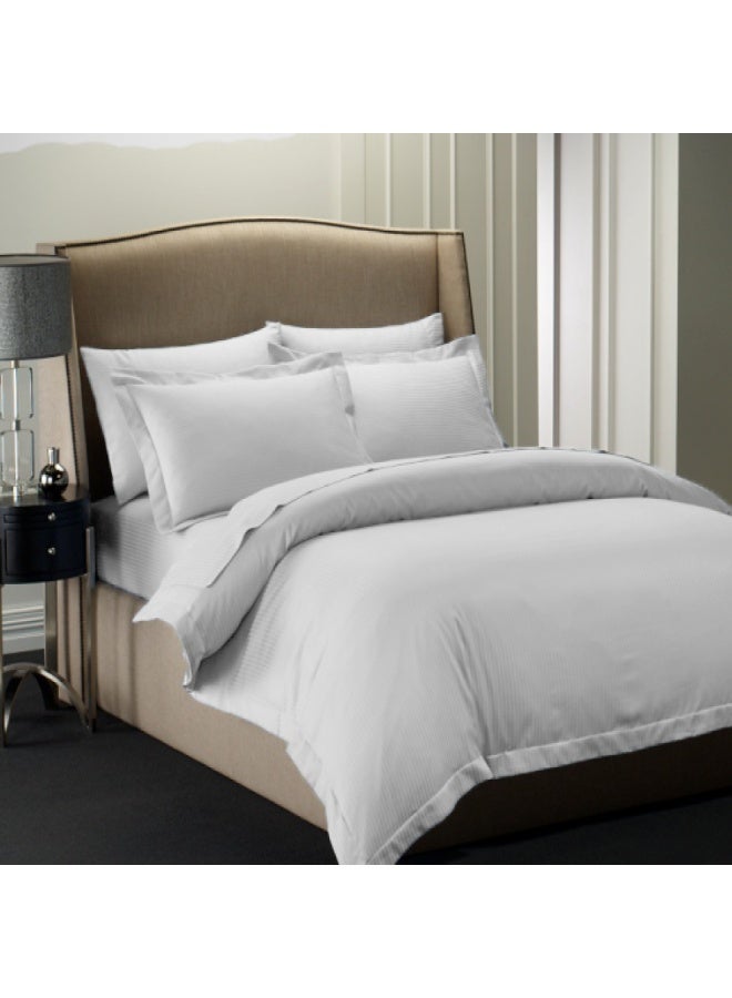 Lavish Touch Cotton Rich Stripe 1200 TC Quilt Cover Set Queen Silver - Image 1