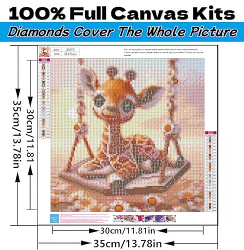 Acelii Fall 5D Diamond Art Kits for Adults Beginners,Giraffe Swing DIY Full Round Drill Diamond Painting Kits,Autumn Paint by Diamonds Dots Gem Art Easy,Home Wall Decor 14X14 Inch - Image 4