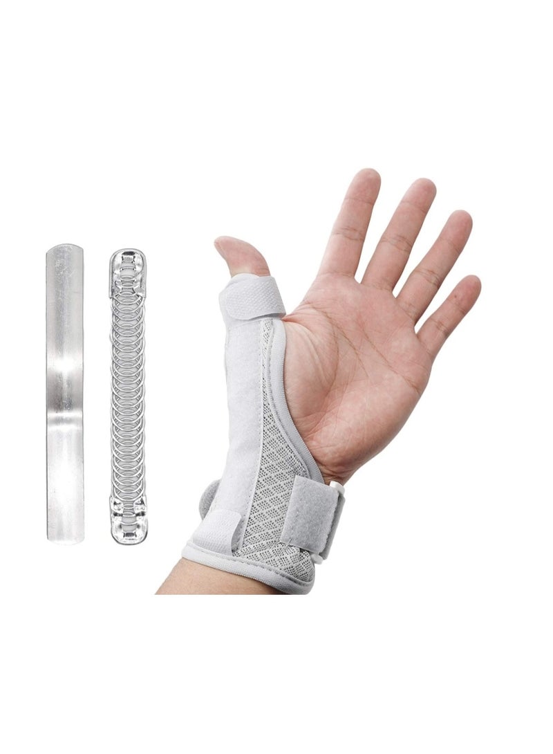Thumb Splint Brace Stabilizer Wrist Strap Breathable Fabric, thumb spica splint for Arthritis, Pain, Sprains, Fractures Stabilizing not Restrictive Lightweight Breathable, Fits Both Hands, 1 Pack Light Grey - Image 1