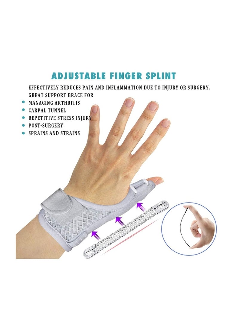 Thumb Splint Brace Stabilizer Wrist Strap Breathable Fabric, thumb spica splint for Arthritis, Pain, Sprains, Fractures Stabilizing not Restrictive Lightweight Breathable, Fits Both Hands, 1 Pack Light Grey - Image 2