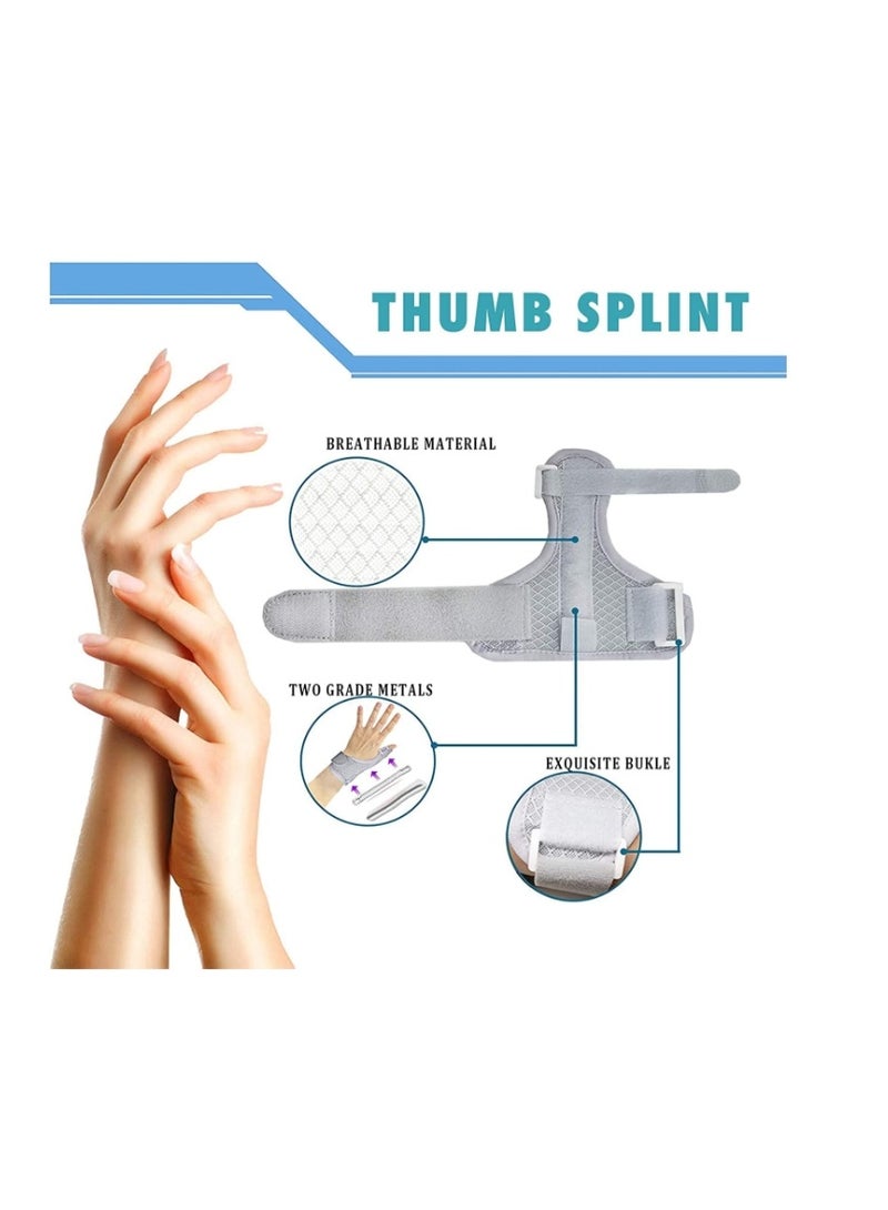 Thumb Splint Brace Stabilizer Wrist Strap Breathable Fabric, thumb spica splint for Arthritis, Pain, Sprains, Fractures Stabilizing not Restrictive Lightweight Breathable, Fits Both Hands, 1 Pack Light Grey - Image 3