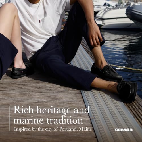 Sebago Portland Boat Shoes - Full-Grain Leather Moccasins, Handsewn with Leather Sock Lining and Non-Marking, Slip-Resistant Sipped Rubber Outsoles, Total Black - 13 Regular - Image 5