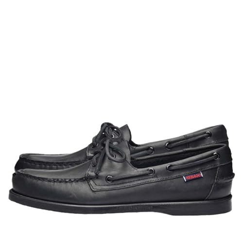Sebago Portland Boat Shoes - Full-Grain Leather Moccasins, Handsewn with Leather Sock Lining and Non-Marking, Slip-Resistant Sipped Rubber Outsoles, Total Black - 13 Regular - Image 1