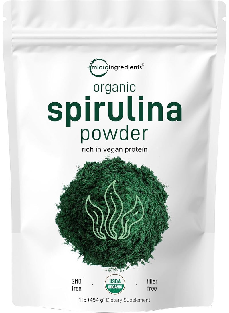 Micro Ingredients مسحوق سبيرولينا العضوي، غني بالبروتين النباتي، 1 رطل - Image 1
