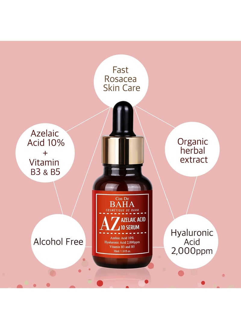 Cos De BAHA Cos De BAHA Azelaic Acid 10% Facial Serum with Niacinamide - Fast Rosacea Skin Care Product + Reduce Cystic Acne Scar + Redness Relief Face + Pimple Pigmentation Blackhead, 1 Fl Oz (30ml)  - Image 2