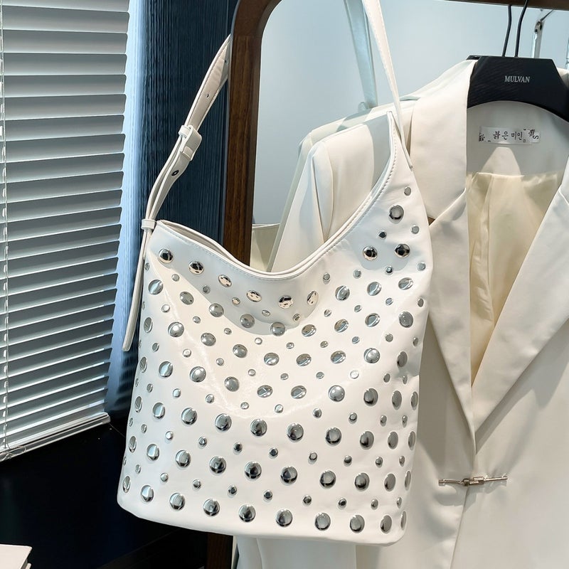 New Women'S Shoulder Bag Style Polka Dot Rivets Armpit Bucket Bag High-End Design Women'S Crossbody Bag - Image 2