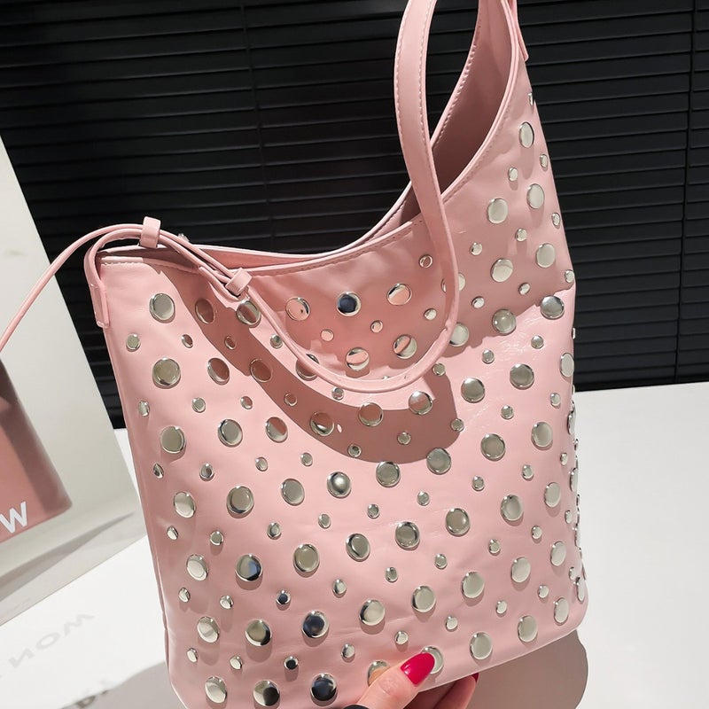 New Women'S Shoulder Bag Style Polka Dot Rivets Armpit Bucket Bag High-End Design Women'S Crossbody Bag - Image 3