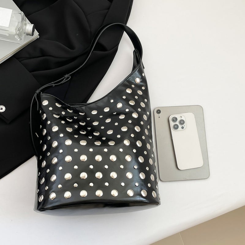 New Women'S Shoulder Bag Style Polka Dot Rivets Armpit Bucket Bag High-End Design Women'S Crossbody Bag - Image 5