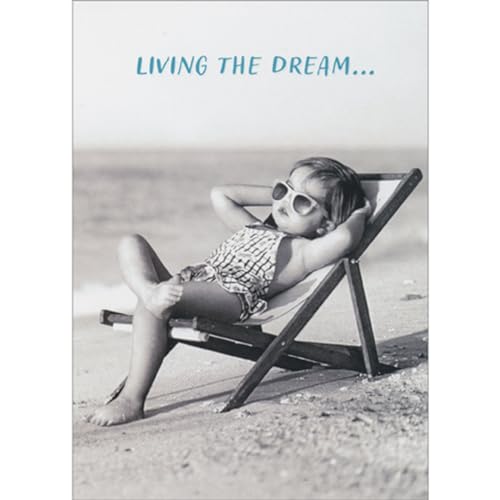 Avanti Press Living the Dream: Little Kid Relaxing on Beach Chair Cute Birthday Card - Image 1